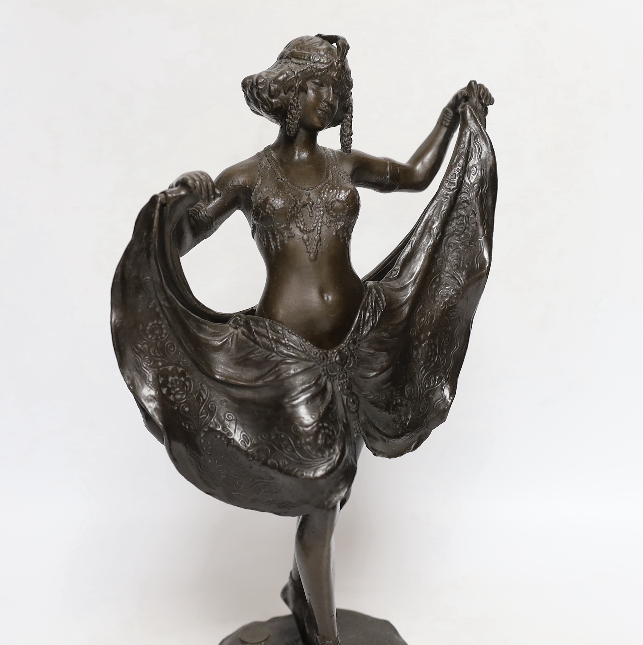 After Preiss, bronze of a girl dancer, 36cm high